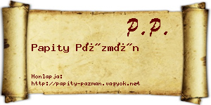 Papity Pázmán névjegykártya